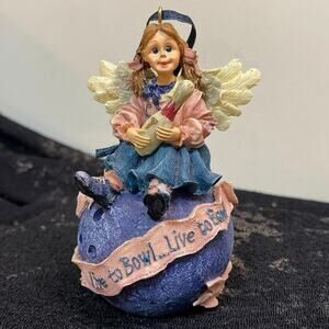 Bowling Ornament Boyd’s Laverne Strike Live to Bowl Angel Handmade 1999 Vintage